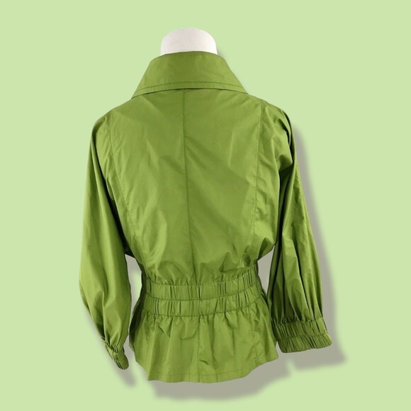 PER SE Jacket 2 Women's Tie Waist Green Robbed Double Breasted Fitted artsy - Picture 3 of 9